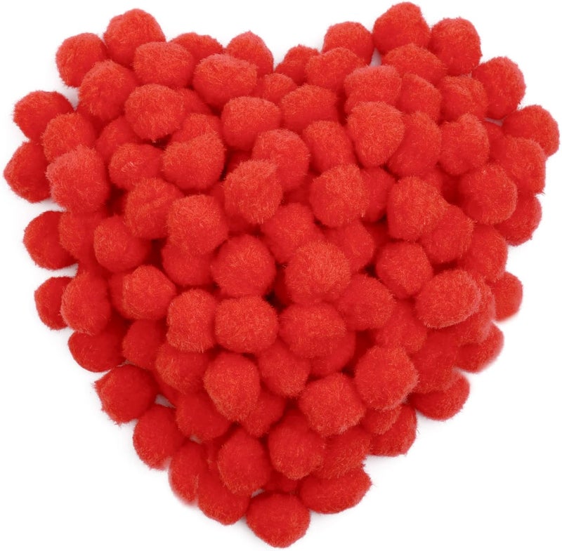 MORFEN 150 Pieces Pom Poms, 1 Inch Red Pom Poms for Crafts, Fuzzy Pompom Puff Balls, Small Pom Pom Balls for Crafts Projects, DIY Arts, Home Decorations Craft Supplies - Image 1